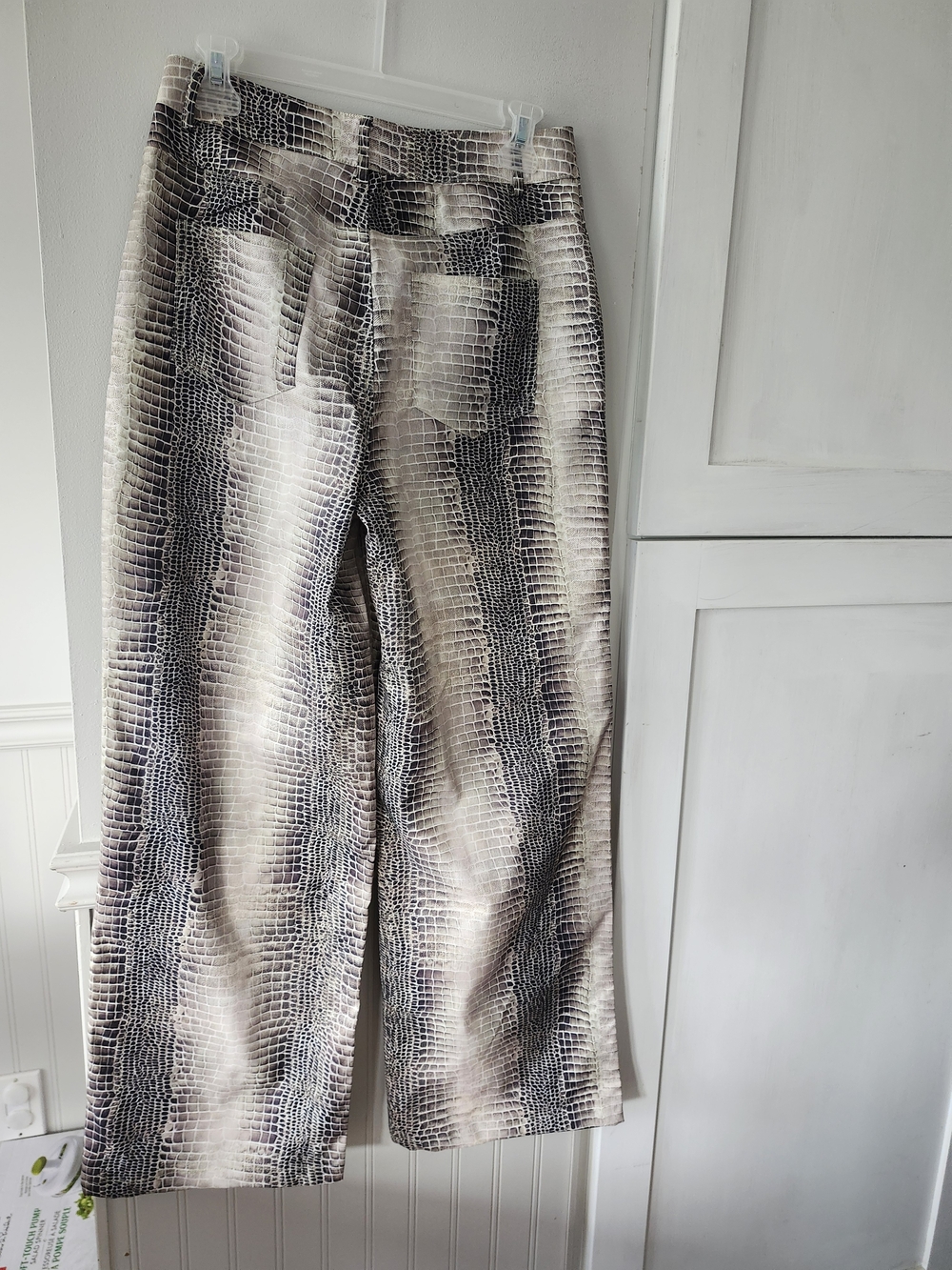 Neutral Snake-Print Wide-Leg Jeans
